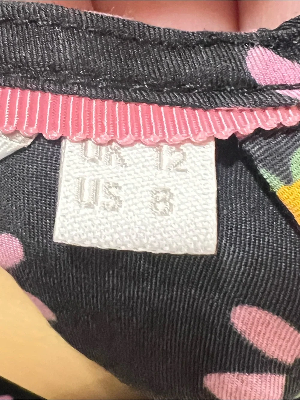 Boden Black Top with Pink and Yellow Daisy Print